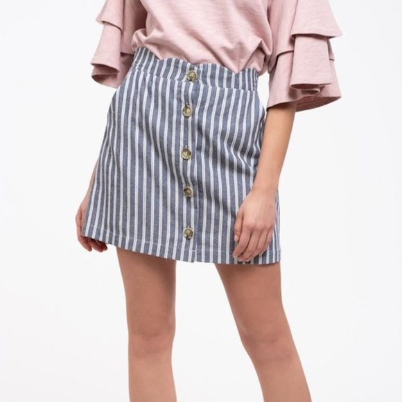Blu Pepper Blue and White Striped Mini Skirt - Picture 1 of 13
